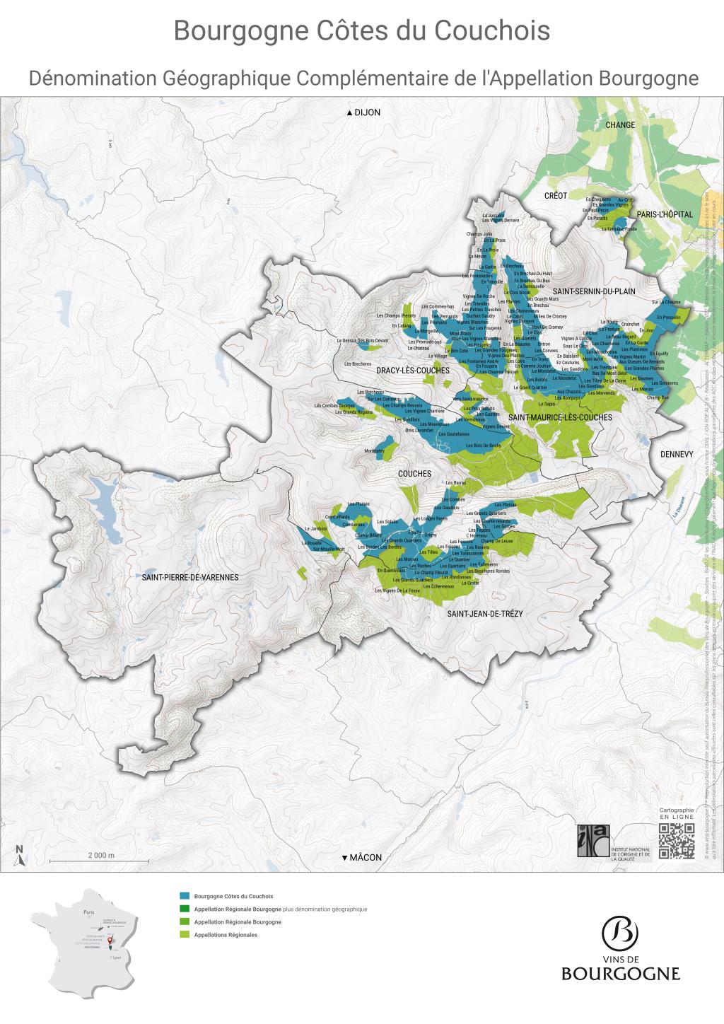 Map Bourgogne Côtes du Couchois