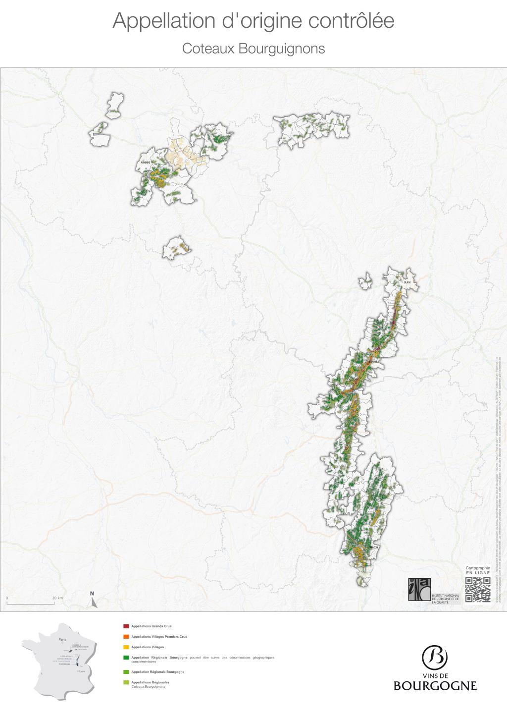 CARTES DE L'APPELLATION Coteaux Bourguignons / Bourgogne Grand Ordinaire / Bourgogne Ordinaire