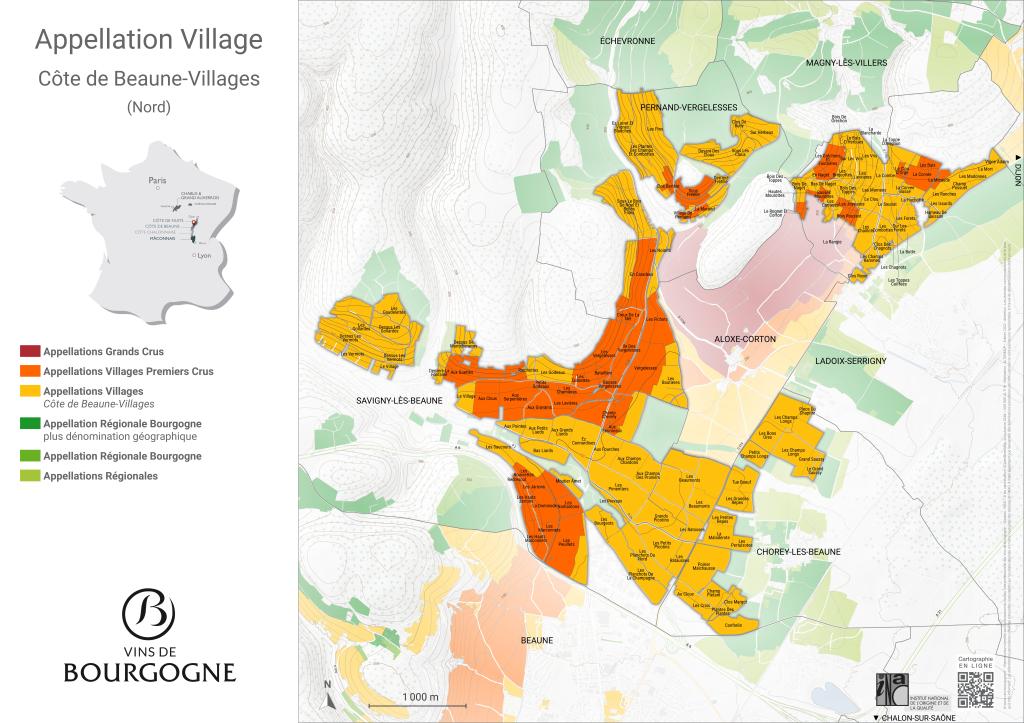 CARTES DE L'APPELLATION Côte de Beaune-Villages