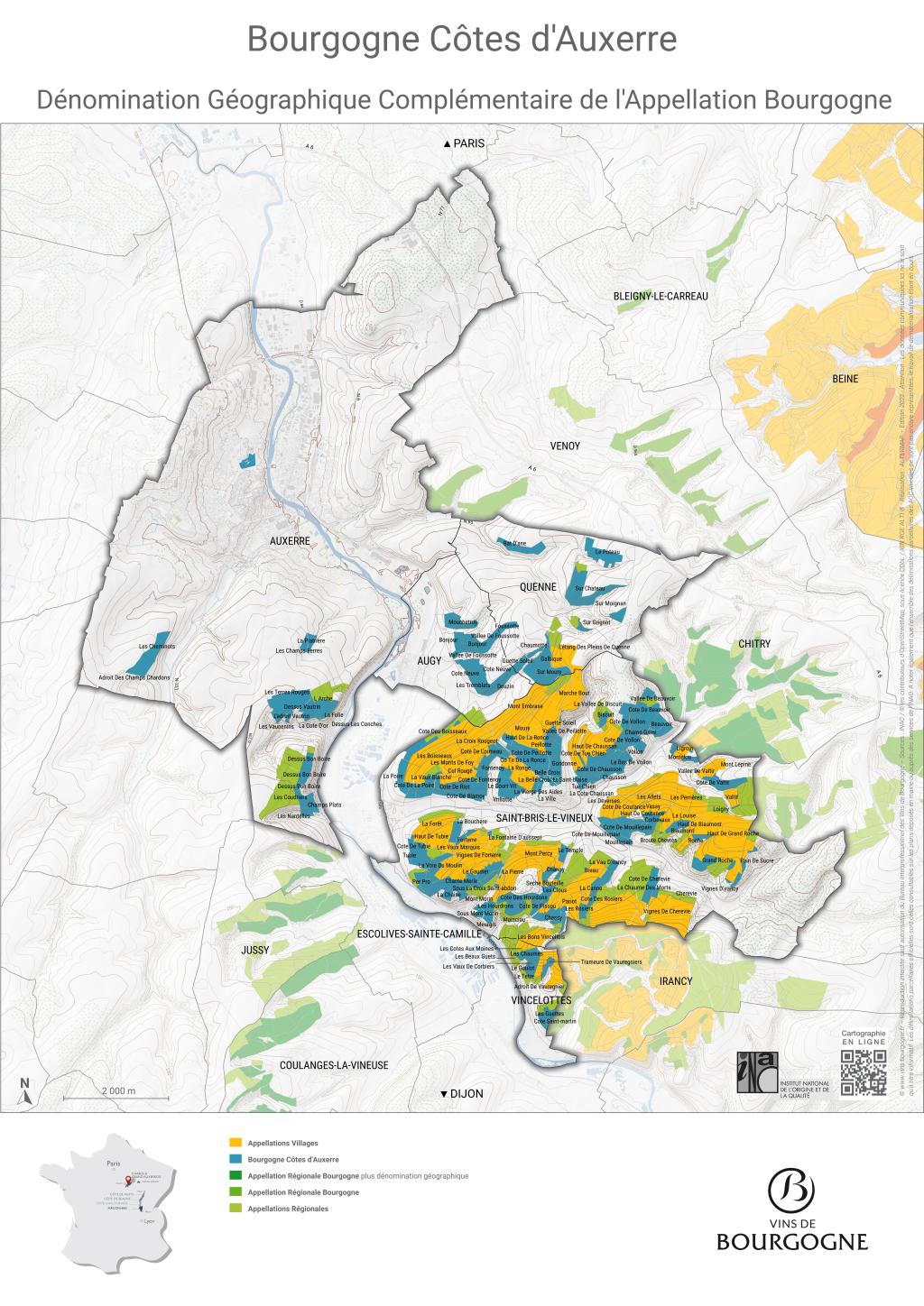 Map Bourgogne Côtes d'Auxerre