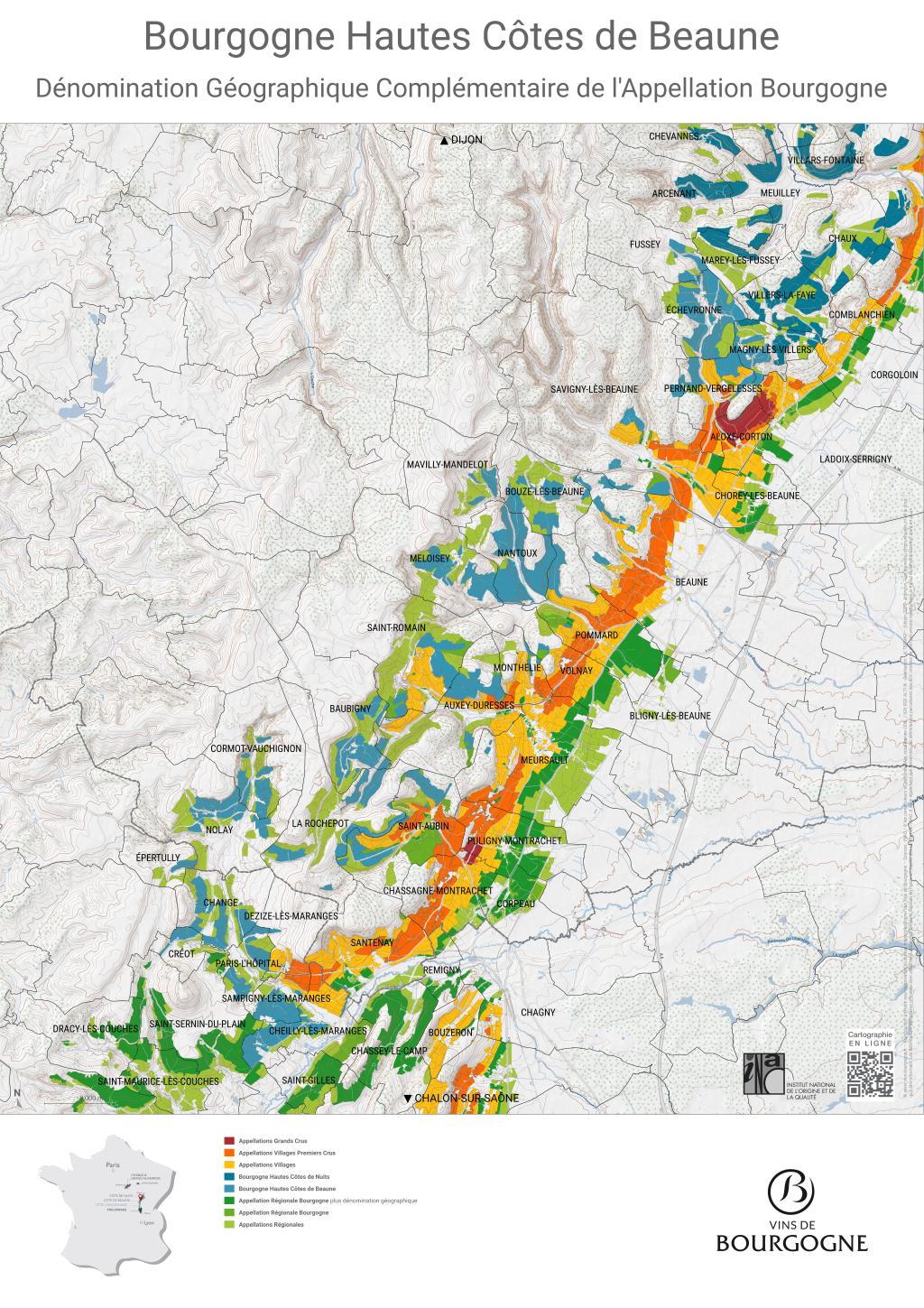 CARTES DE L'APPELLATION Bourgogne Hautes Côtes de Beaune