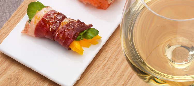 Roulé de canard, fumé à la mangue