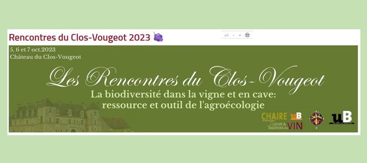 Rencontres au Clos de Vougeot 5 au 7 octobre 2023