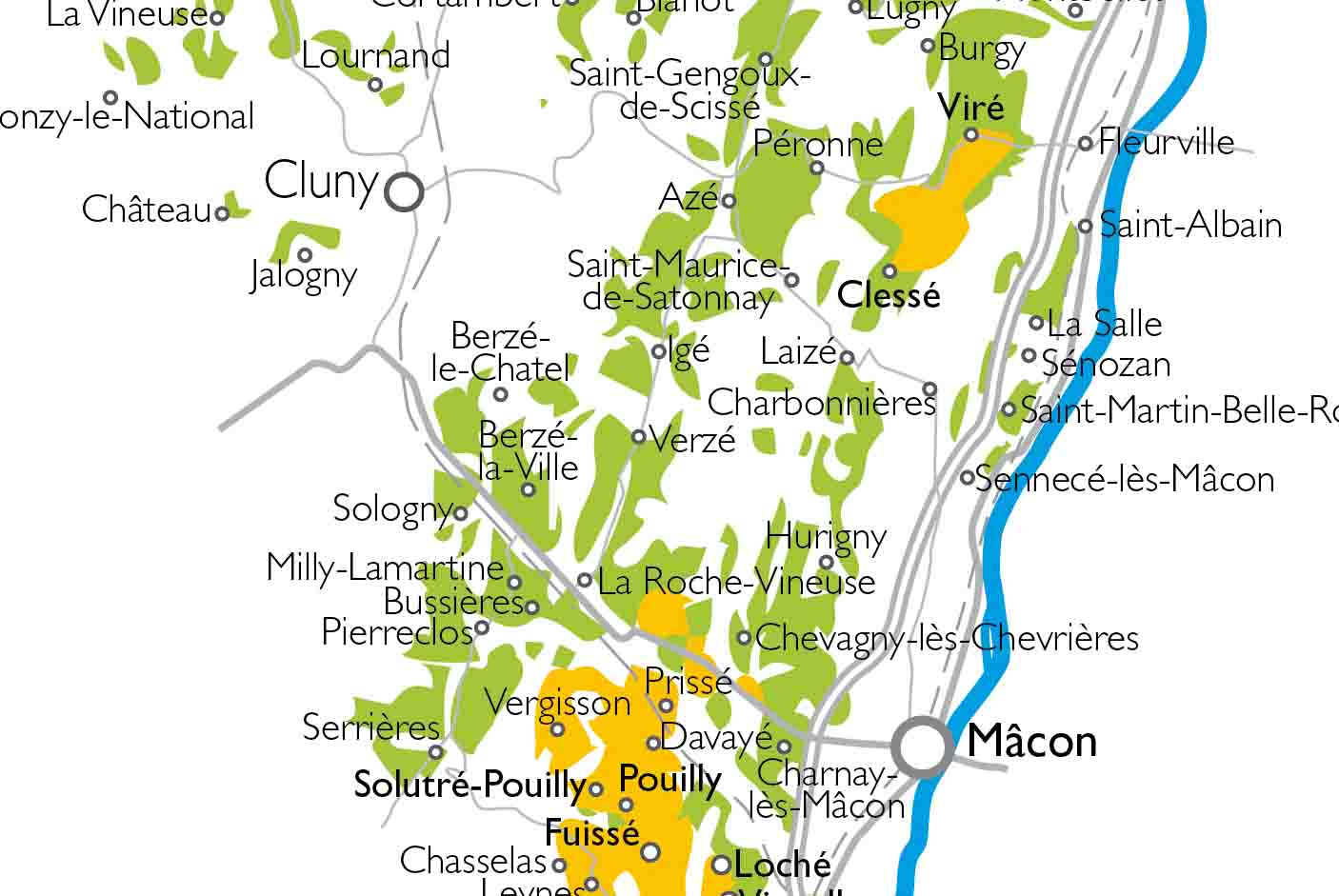 Carte du Mâconnais en Bourgogne
