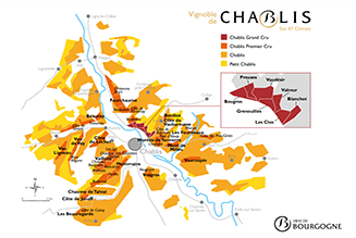 Carte de Chablis et ses 47 Climats