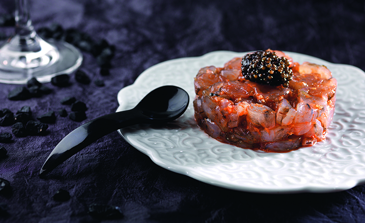 Tartare de crevettes à la citronnelle gingembre et caviar