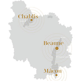 Localisation des Cites des vins en Bourgogne