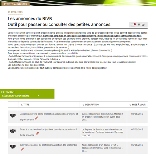 © BIVB – Petites Annonces